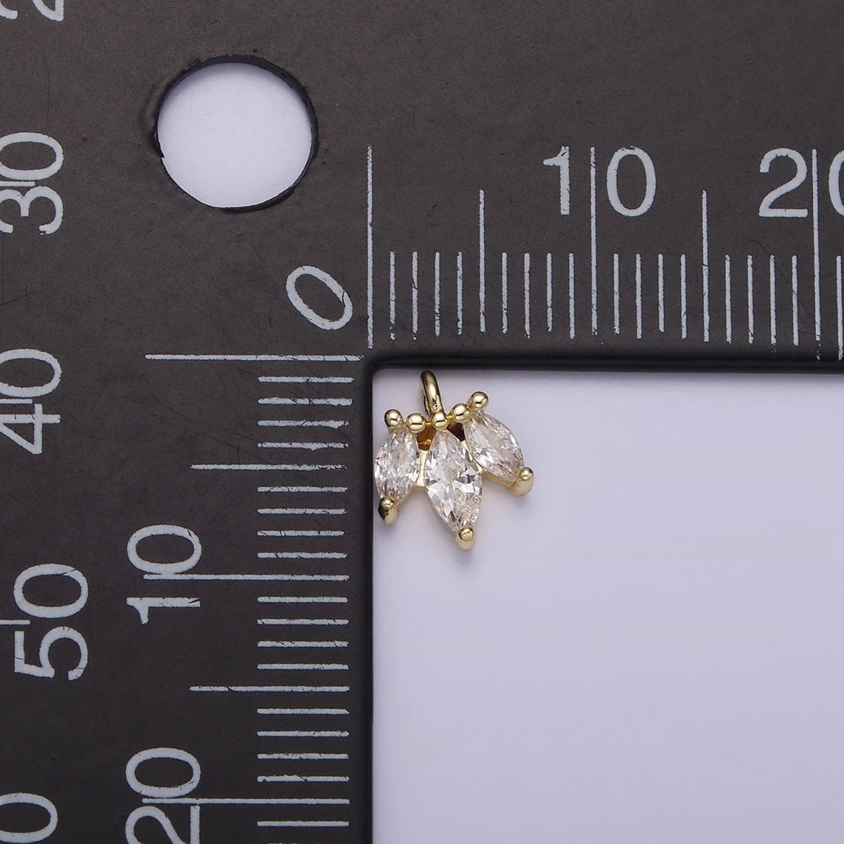 14K Gold Filled Triple Clear Marquise Mini Charm | AG233 - DLUXCA