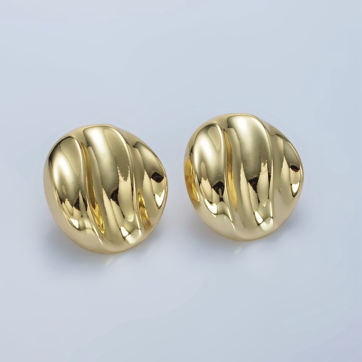 14K Gold Filled Triple Molten Abstract Round Stud Earrings in Gold & Silver | AE433 AE434 - DLUXCA