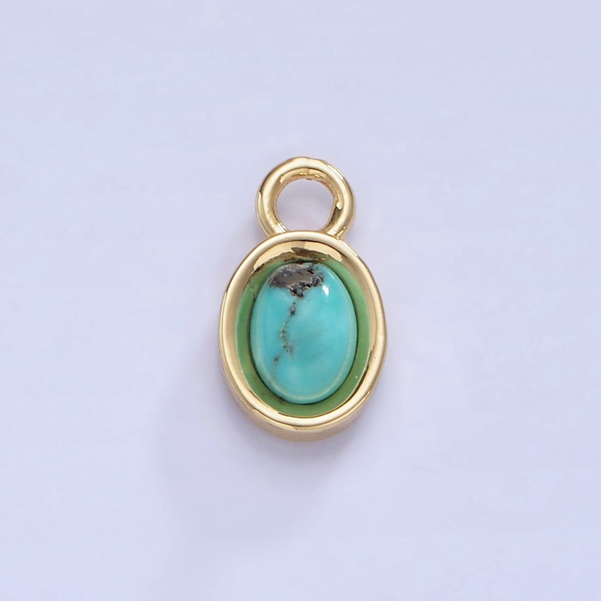 14K Gold Filled Turquoise, Carnelian Gemstone Oval Bezel Charm | W585 - DLUXCA