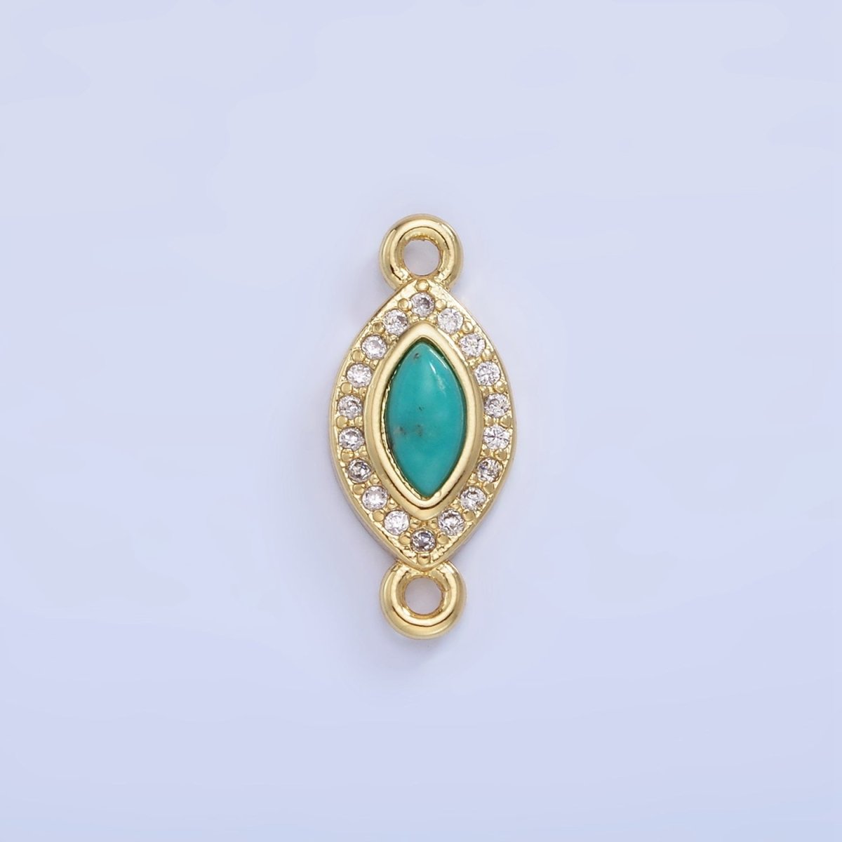 14K Gold Filled Turquoise Evil Eye Micro Paved CZ Connector in Gold & Silver | G336 - DLUXCA