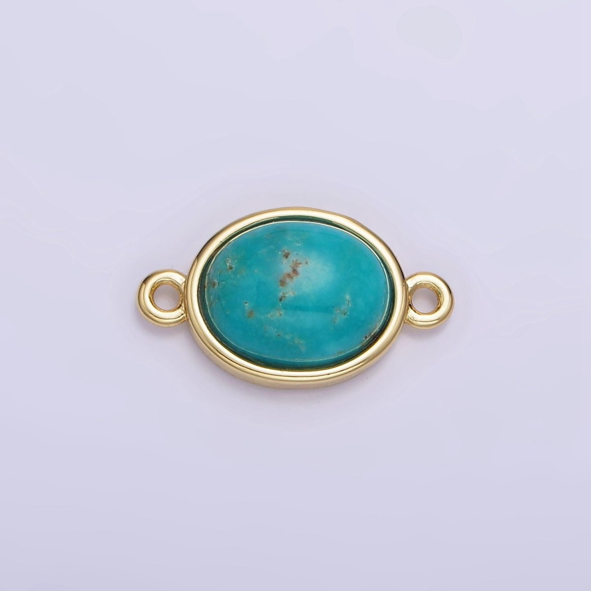 14K Gold Filled Turquoise Gemstone Oval Bezel Connector | G357 - DLUXCA