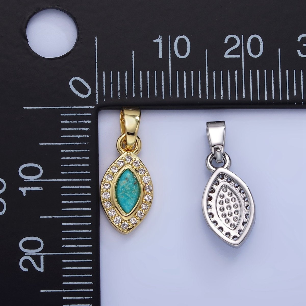 14K Gold Filled Turquoise Micro Paved CZ Sphere Pendant in Gold & Silver | AA1251 - DLUXCA