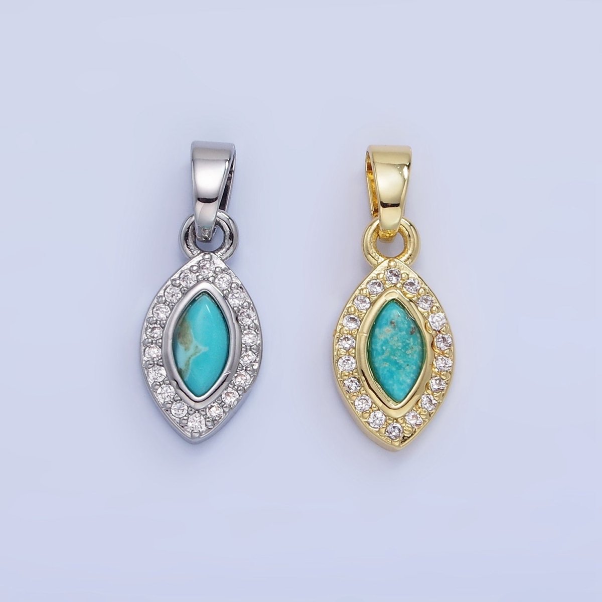 14K Gold Filled Turquoise Micro Paved CZ Sphere Pendant in Gold & Silver | AA1251 - DLUXCA
