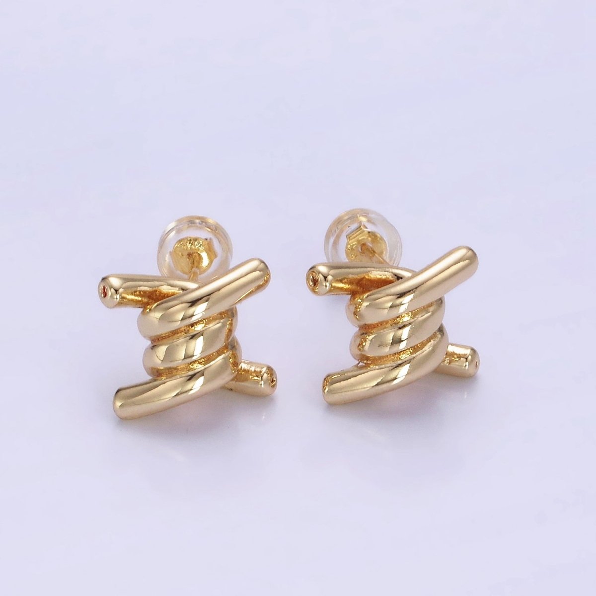14K Gold Filled Twist Band Minimalist Stud Earrings | V539 - DLUXCA
