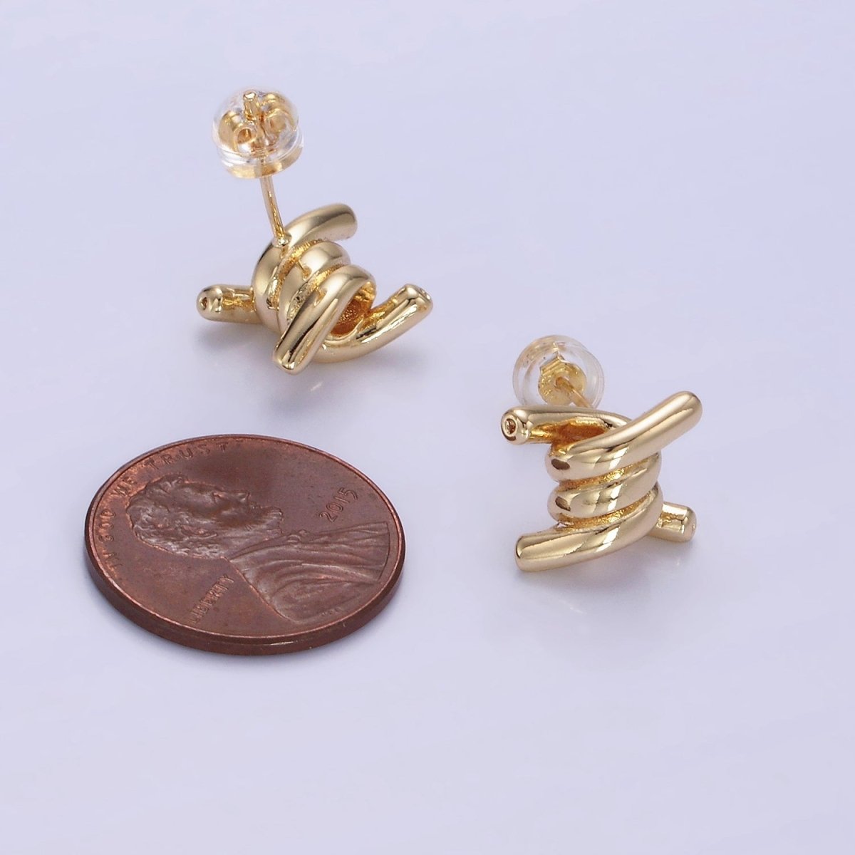 14K Gold Filled Twist Band Minimalist Stud Earrings | V539 - DLUXCA