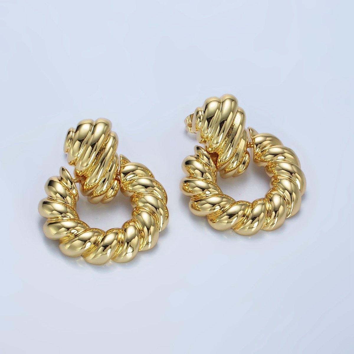 14K Gold Filled Twist Croissant Open Drop Stud Earrings in Gold & Silver | AE431 AE432 - DLUXCA
