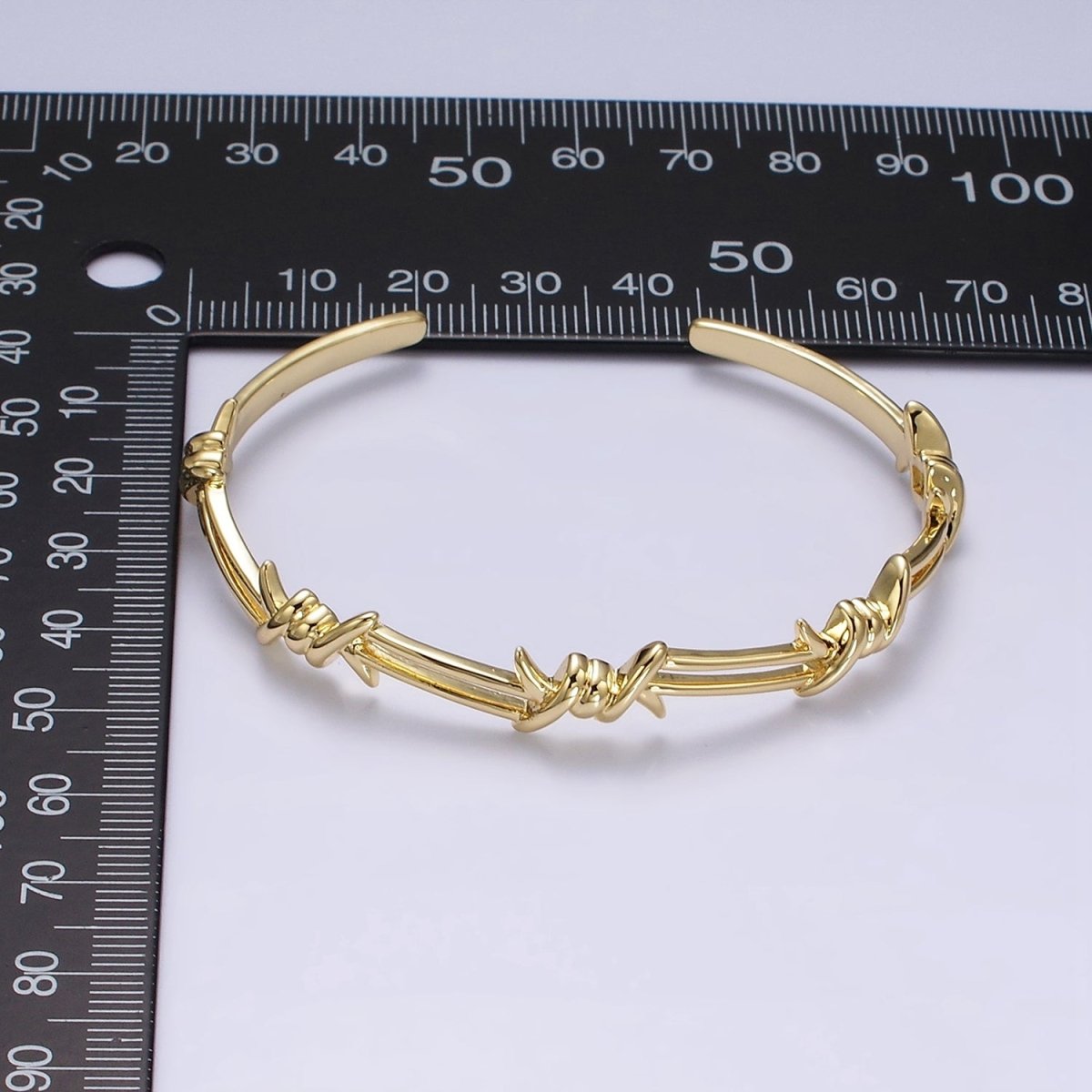 14K Gold Filled Twisted Barbed Wire Cuff Bangle in Silver & Gold | WA-1922 WA-1923 Clearance Pricing - DLUXCA