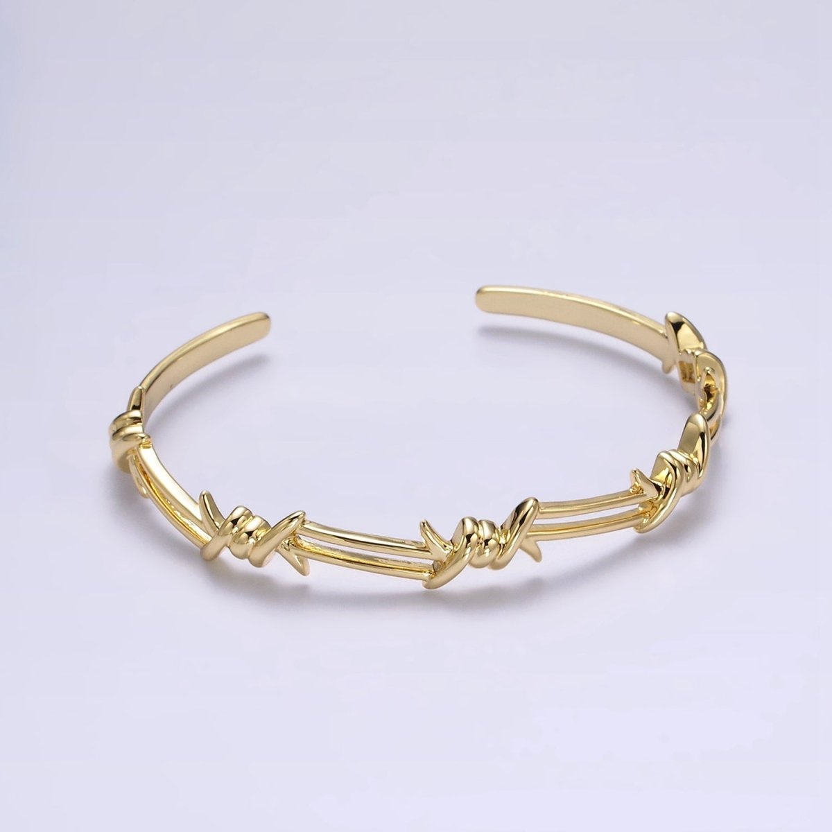 14K Gold Filled Twisted Barbed Wire Cuff Bangle in Silver & Gold | WA-1922 WA-1923 Clearance Pricing - DLUXCA