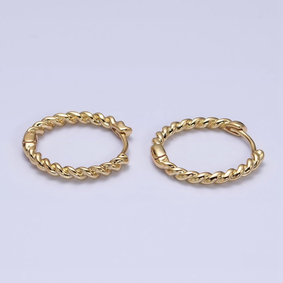 14K Gold Filled Twisted Croissant 20mm Endless Hoop Huggie Earring | AD1420 - DLUXCA