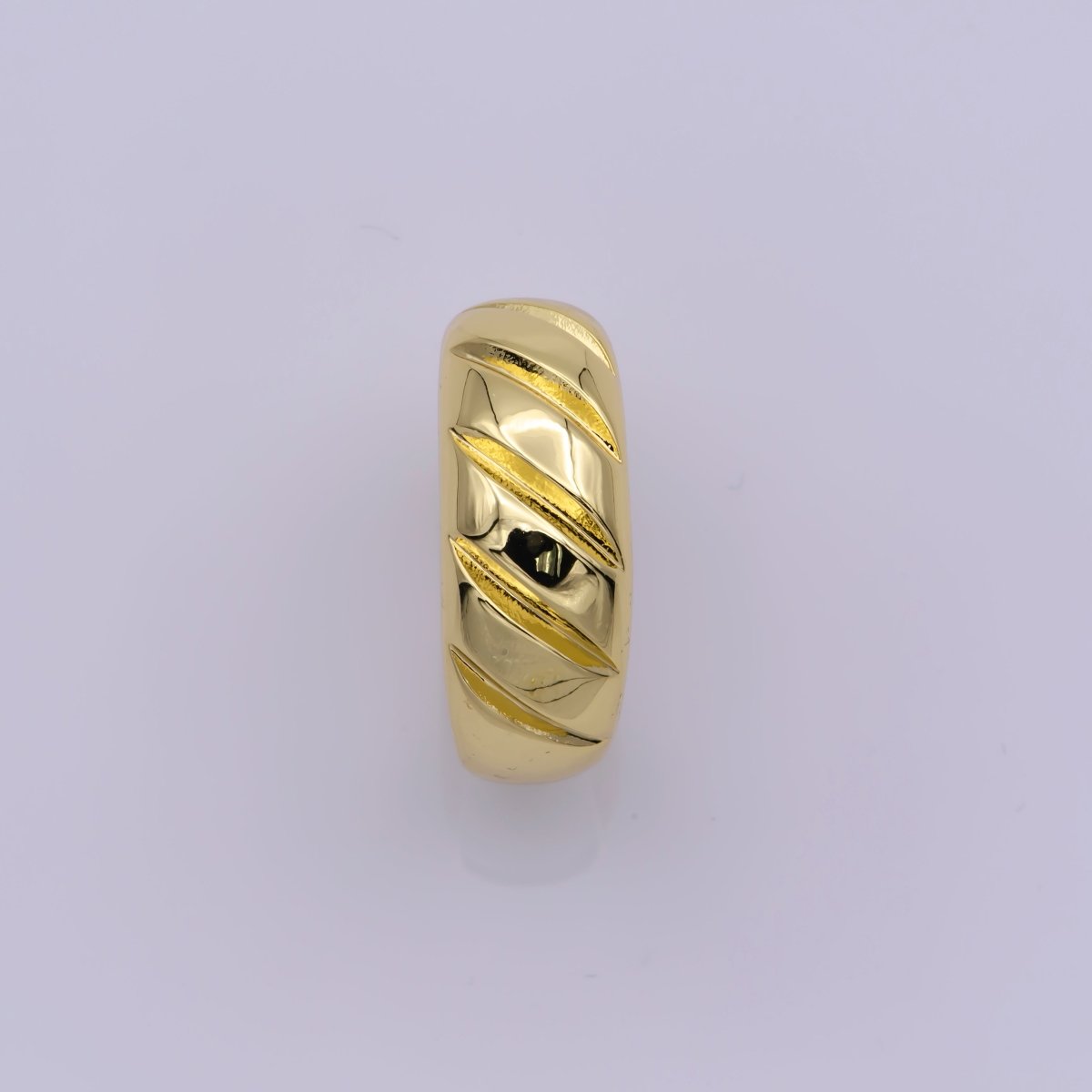 14K Gold Filled Twisted Dome Ring | Croissant Ring | Stackable Ring | Gold Thick Band Ring | Signet Ring | Ring for Women U-017 - DLUXCA