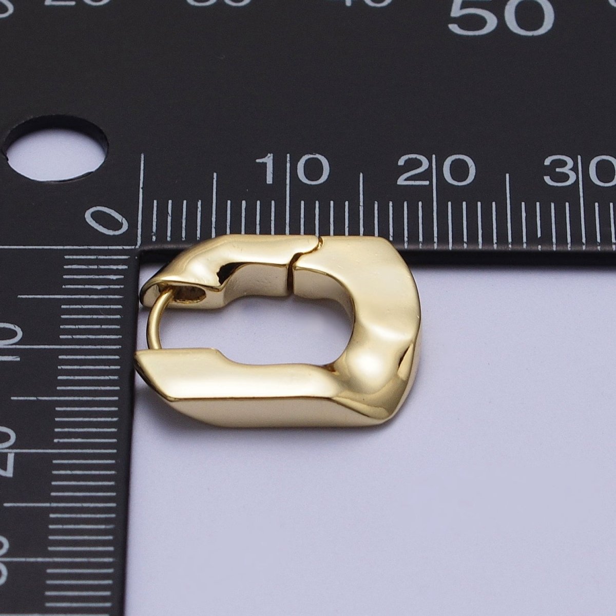 14K Gold Filled U-Shaped Geometric Abstract Huggie Earriings | V-017 - DLUXCA