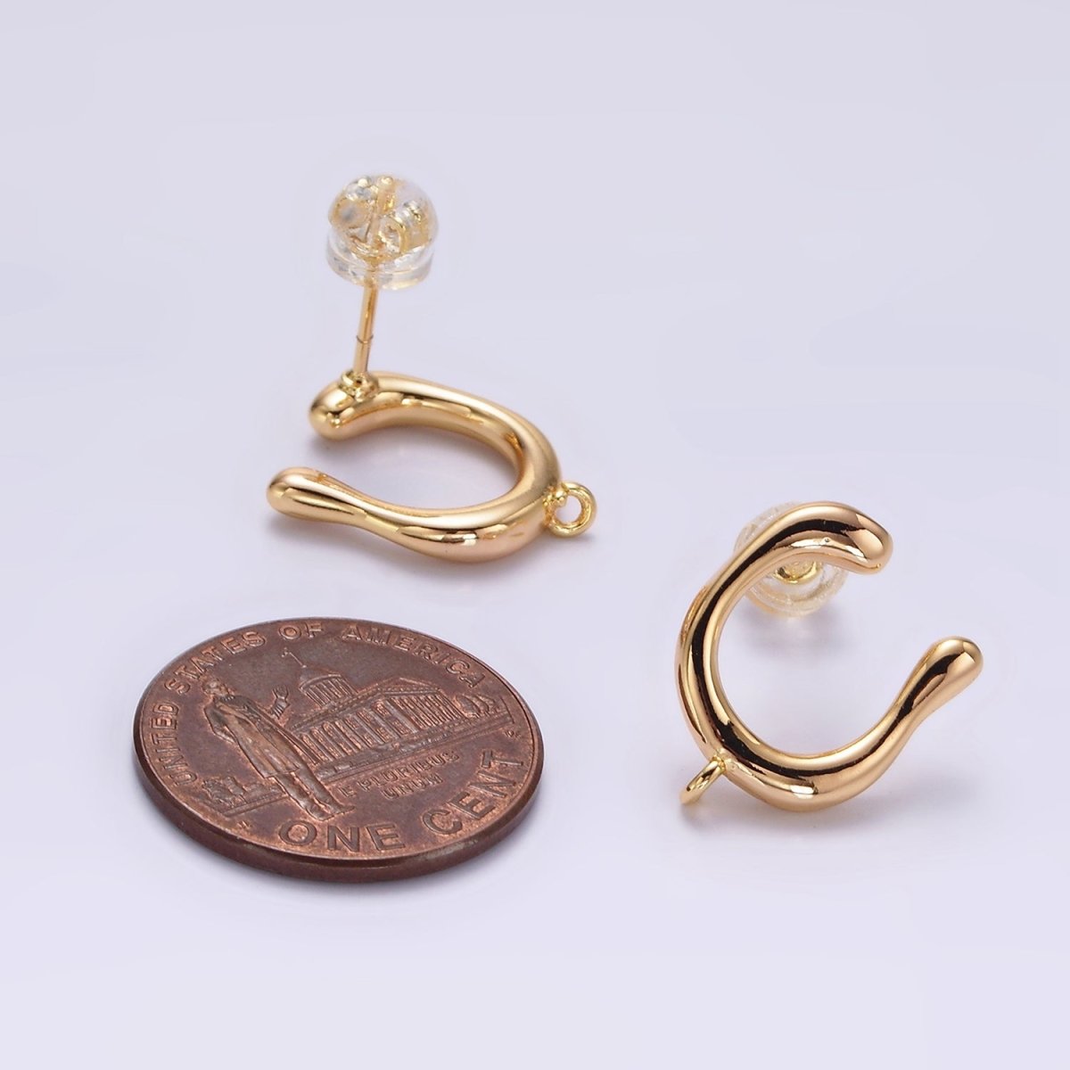 14K Gold Filled U-Shaped Molten Stud Earring Findings Supply | Z598 - DLUXCA