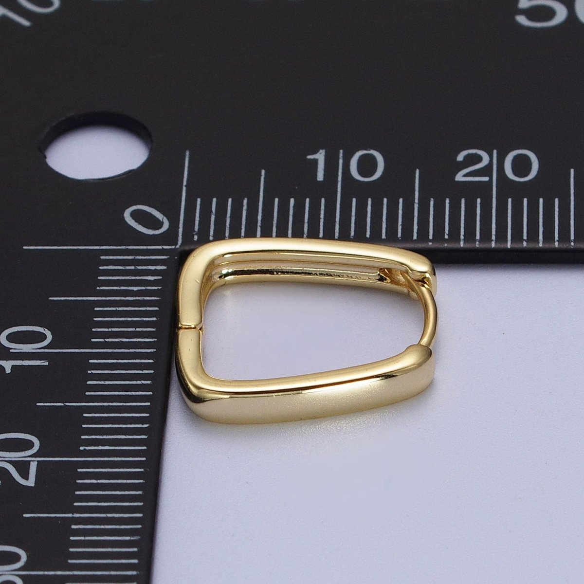 14K Gold Filled U-Shaped Rectangular Geometric Huggie Hoops Earring | V-020 - DLUXCA