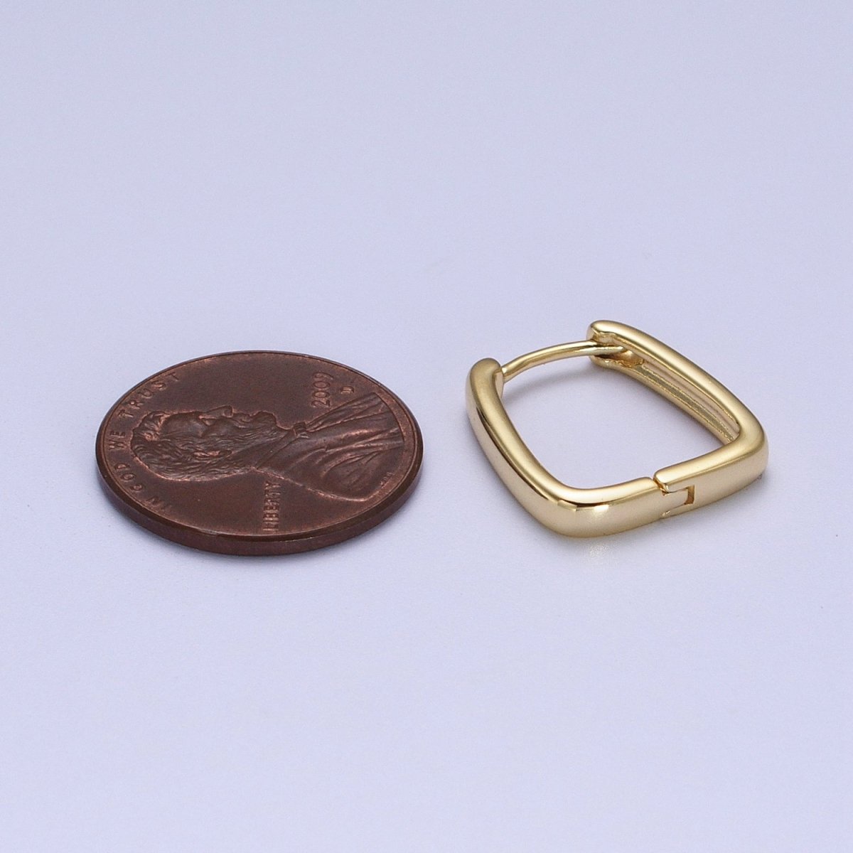 14K Gold Filled U-Shaped Rectangular Geometric Huggie Hoops Earring | V-020 - DLUXCA