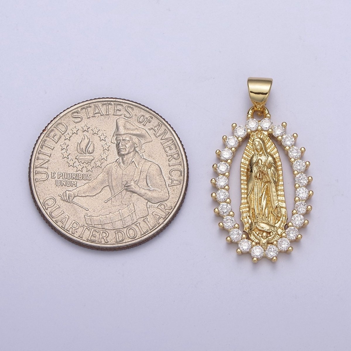 14k Gold filled Virgin Mary Pendant CZ Lady Guadalupe Charm necklace, religious Catholic Jewelry charm H-235 - DLUXCA