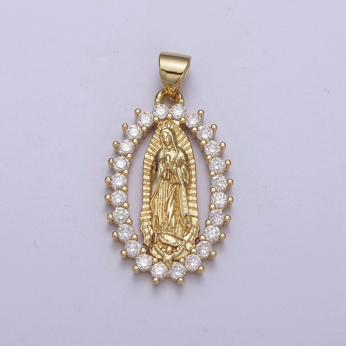 14k Gold filled Virgin Mary Pendant CZ Lady Guadalupe Charm necklace, religious Catholic Jewelry charm H-235 - DLUXCA