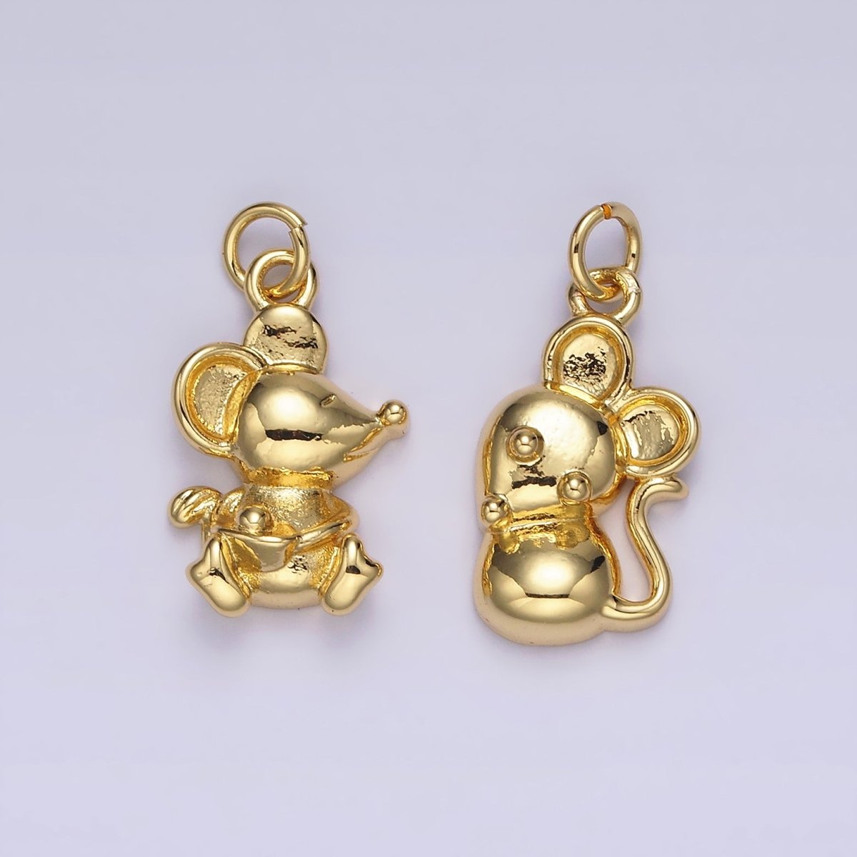 14K Gold Filled Walking, Sitting Mouse Mice Animal Charm | N1039 N1040 - DLUXCA