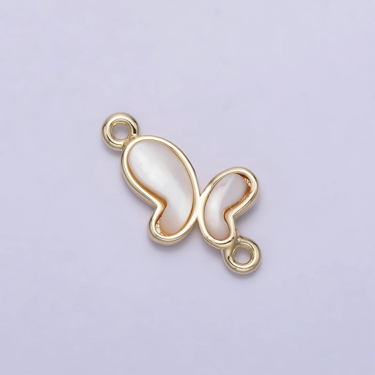 14K Gold Filled Wavy Butterfly Mariposa Shell Pearl Connector | AA1015 - DLUXCA