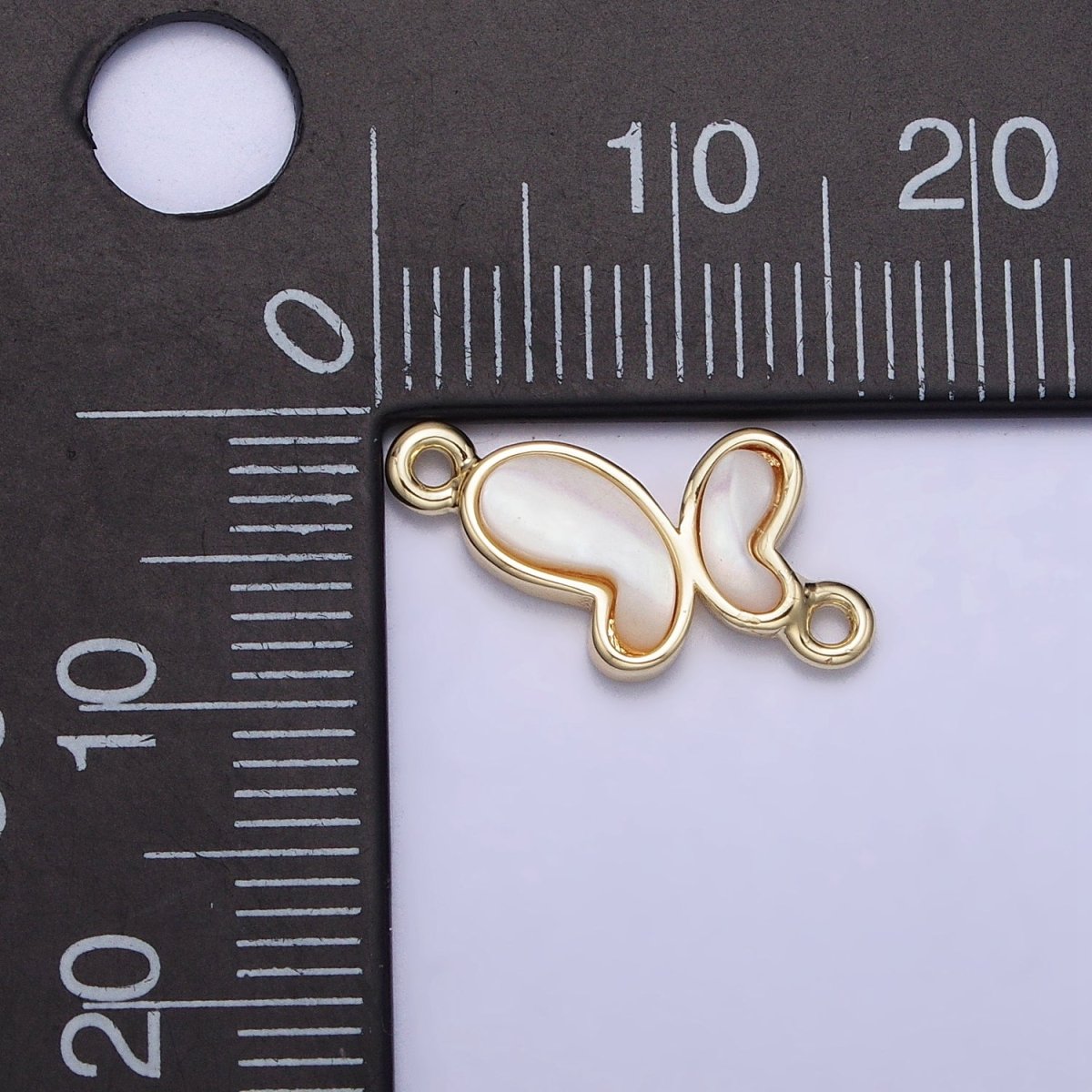 14K Gold Filled Wavy Butterfly Mariposa Shell Pearl Connector | AA1015 - DLUXCA