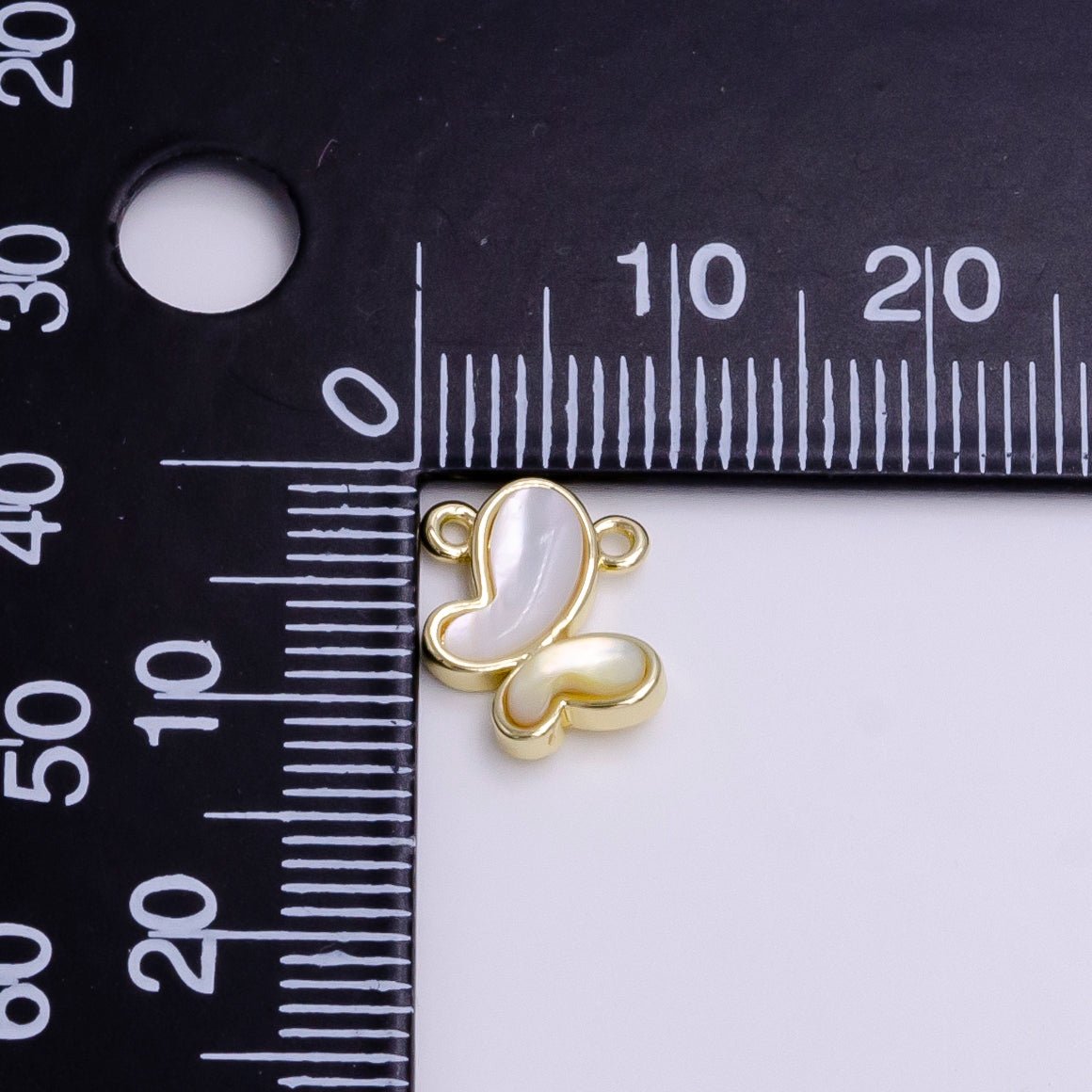 14K Gold Filled Wavy Butterfly Mariposa Shell Pearl Top Loop Connector | AA-1059 - DLUXCA