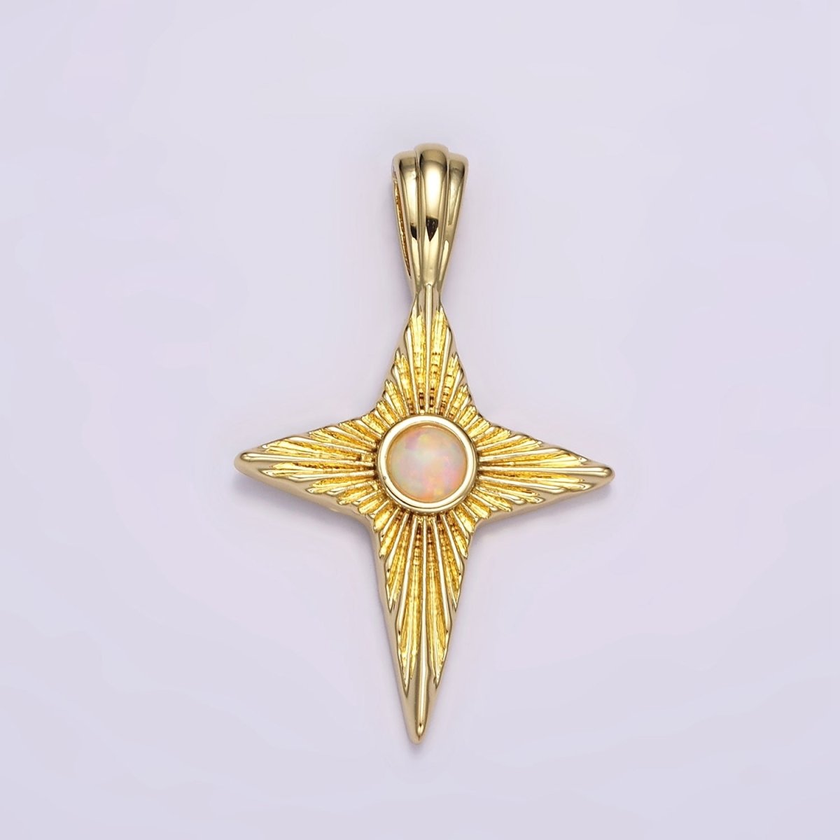 14K Gold Filled White, Blue Opal Sunburst Celestial Star Pendant | AH103 AH104 - DLUXCA