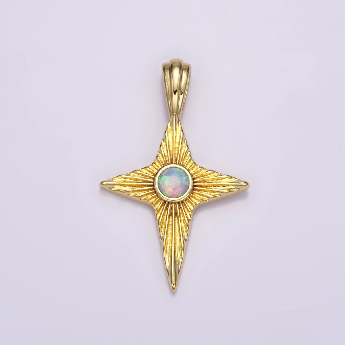 14K Gold Filled White, Blue Opal Sunburst Celestial Star Pendant | AH103 AH104 - DLUXCA