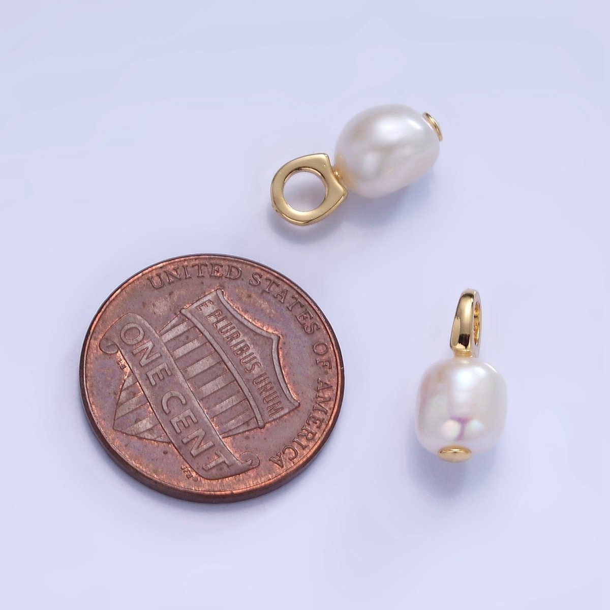 14K Gold Filled White Button Freshwater Pearl Drop Pendant | P1732 - DLUXCA
