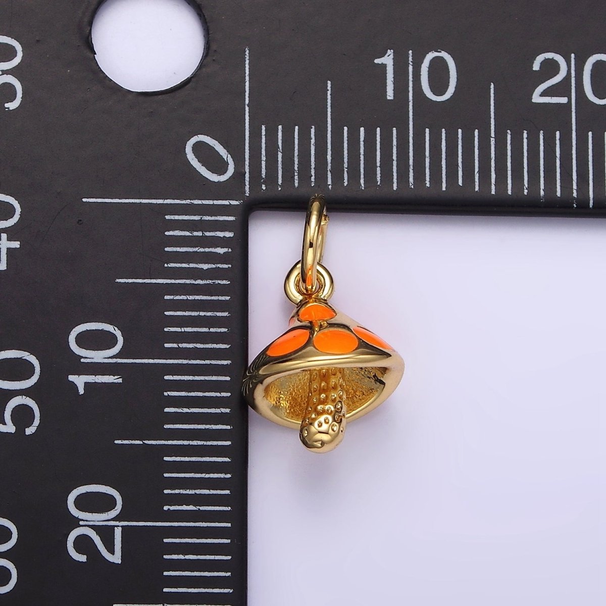 14K Gold Filled White, Orange, Pink Enamel Dotted Mushroom Charm | N1519 - N1521 - DLUXCA