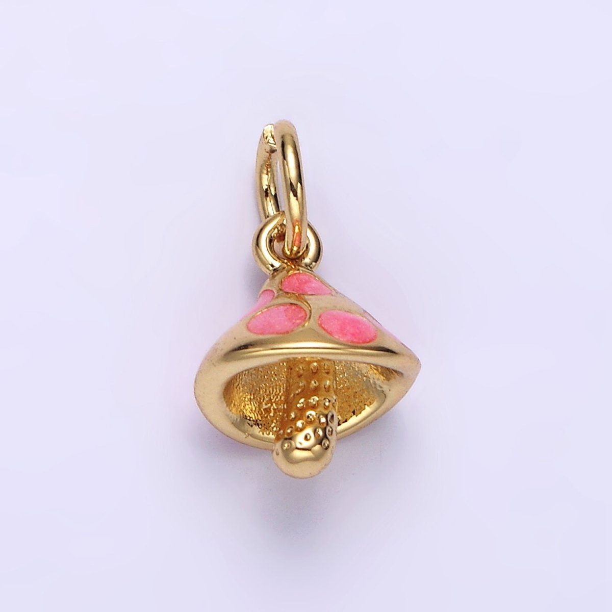 14K Gold Filled White, Orange, Pink Enamel Dotted Mushroom Charm | N1519 - N1521 - DLUXCA