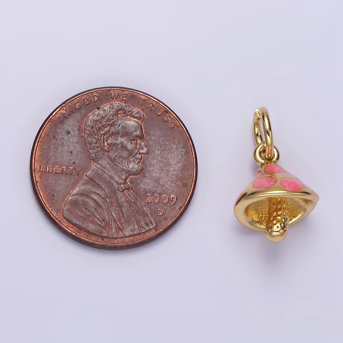 14K Gold Filled White, Orange, Pink Enamel Dotted Mushroom Charm | N1519 - N1521 - DLUXCA