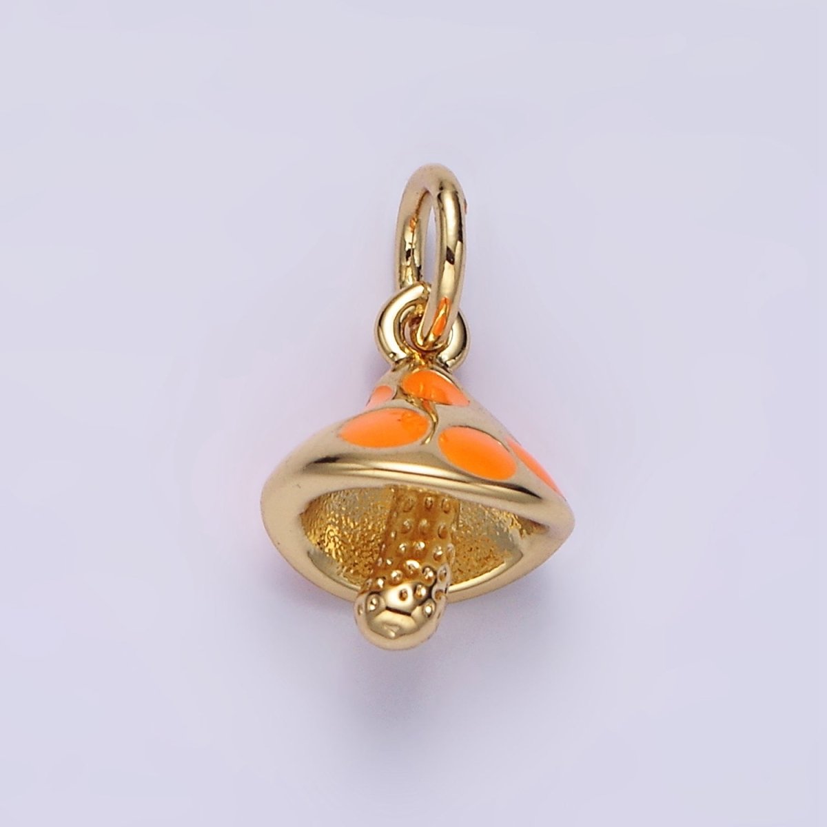 14K Gold Filled White, Orange, Pink Enamel Dotted Mushroom Charm | N1519 - N1521 - DLUXCA