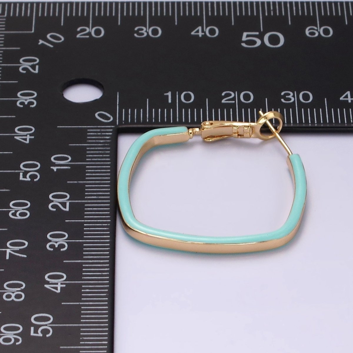 14K Gold Filled White, Pink, Blue Enamel Boxy Rhombus Hinge Hoop Earrings | AE180 - AE182 - DLUXCA