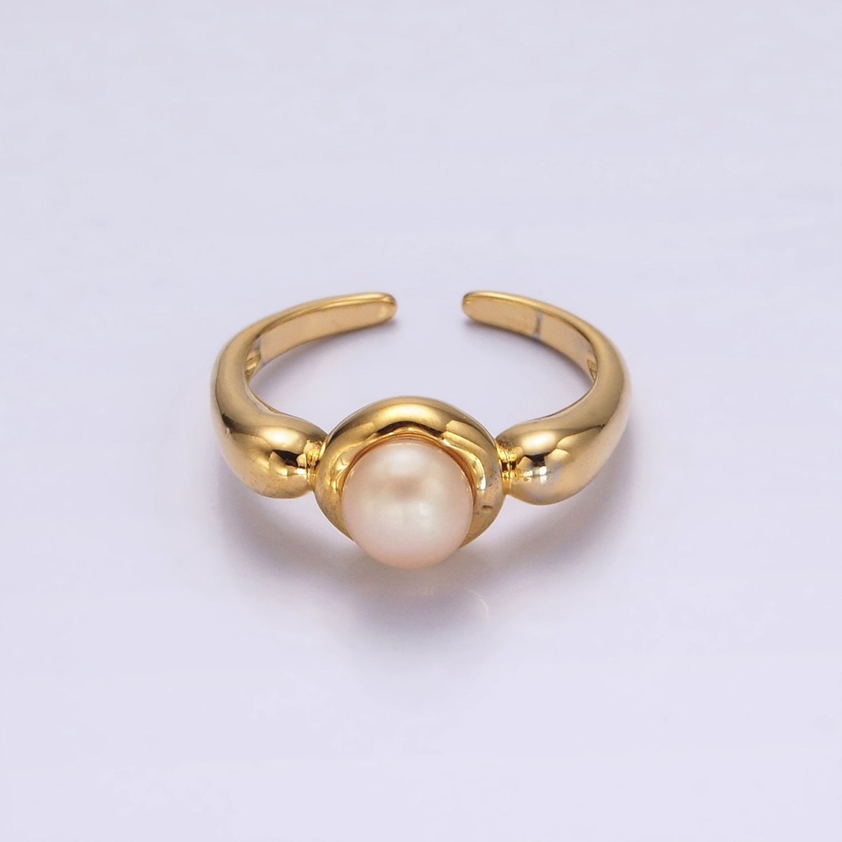 14K Gold Filled White, Pink Pearl Bubble Band Ring in Gold & Silver | O664 - O667 - DLUXCA