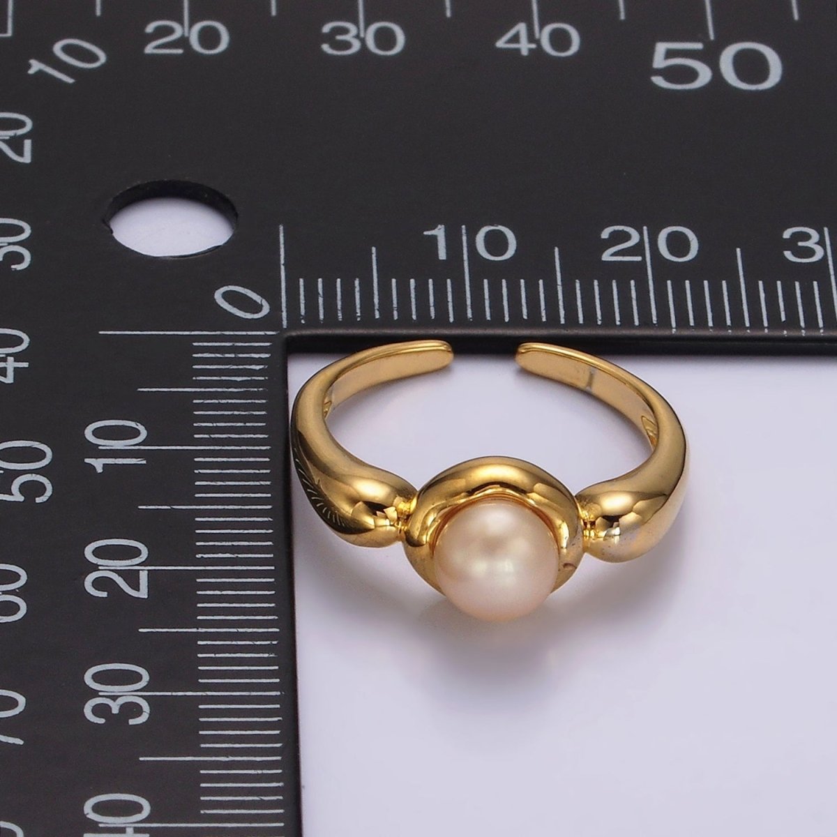 14K Gold Filled White, Pink Pearl Bubble Band Ring in Gold & Silver | O664 - O667 - DLUXCA