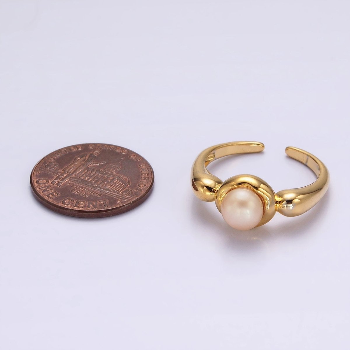 14K Gold Filled White, Pink Pearl Bubble Band Ring in Gold & Silver | O664 - O667 - DLUXCA