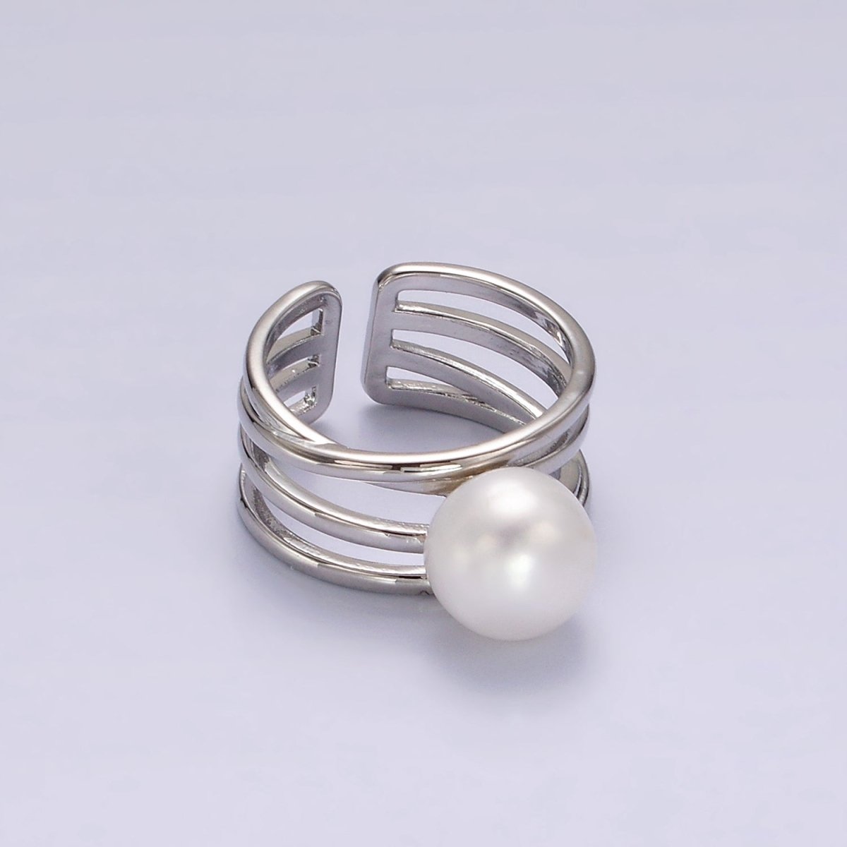 14K Gold Filled White, Pink Pearl Multiple Band Ring in Gold & Silver | O1156 - O1159 - DLUXCA