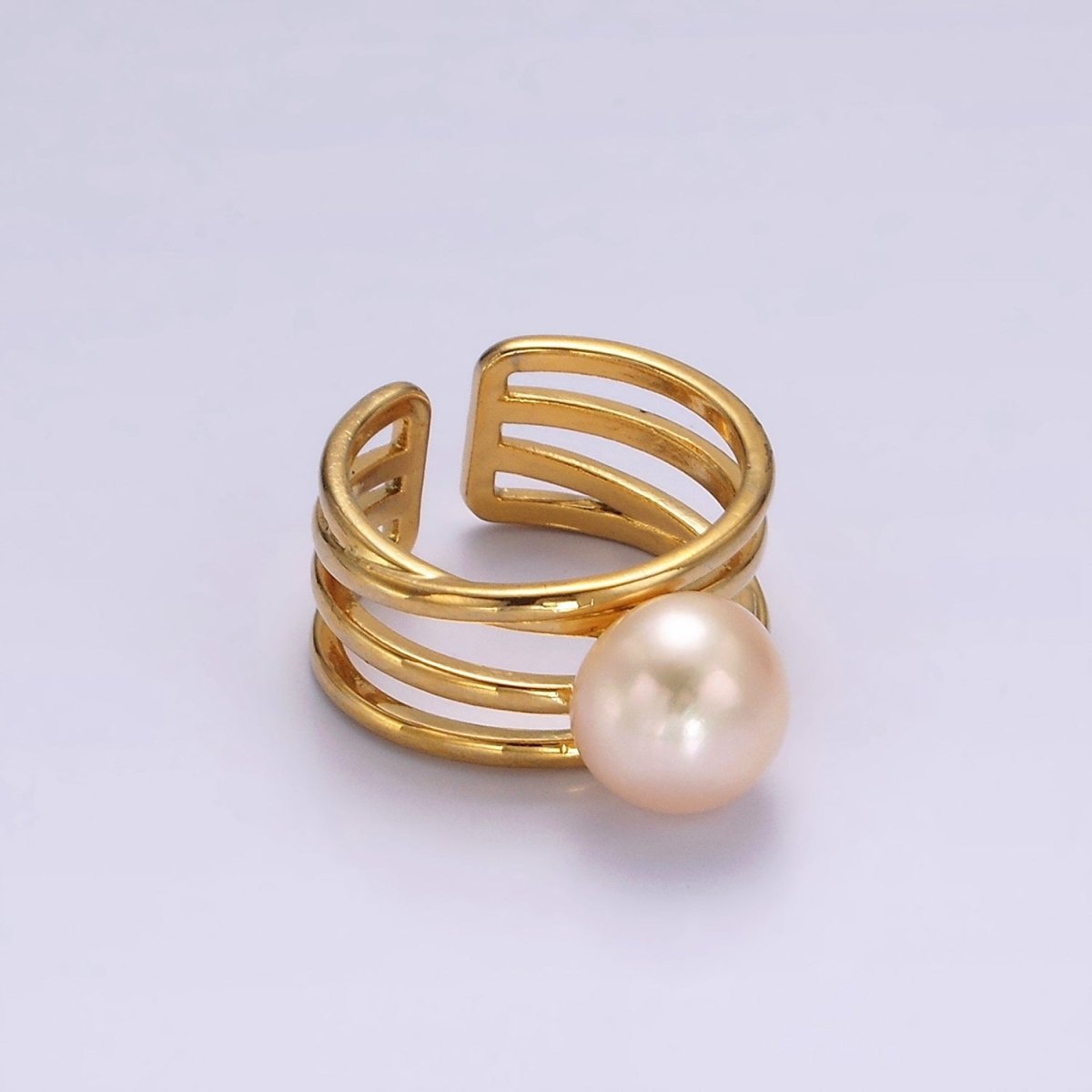 14K Gold Filled White, Pink Pearl Multiple Band Ring in Gold & Silver | O1156 - O1159 - DLUXCA