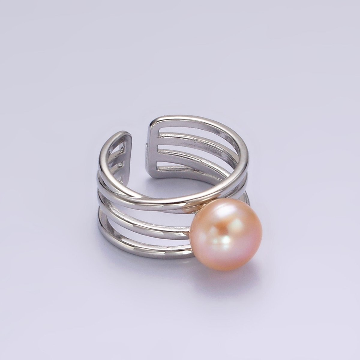 14K Gold Filled White, Pink Pearl Multiple Band Ring in Gold & Silver | O1156 - O1159 - DLUXCA