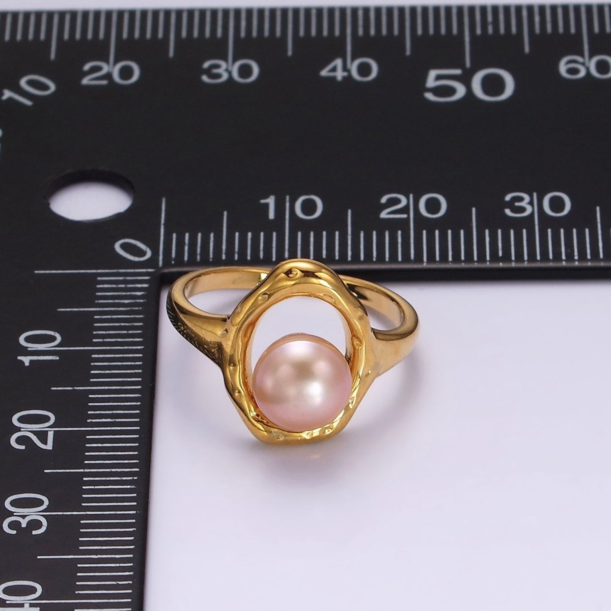 14K Gold Filled White, Pink Pearl Open Oblong Ring in Gold & Silver | O1872 - O1875 - DLUXCA