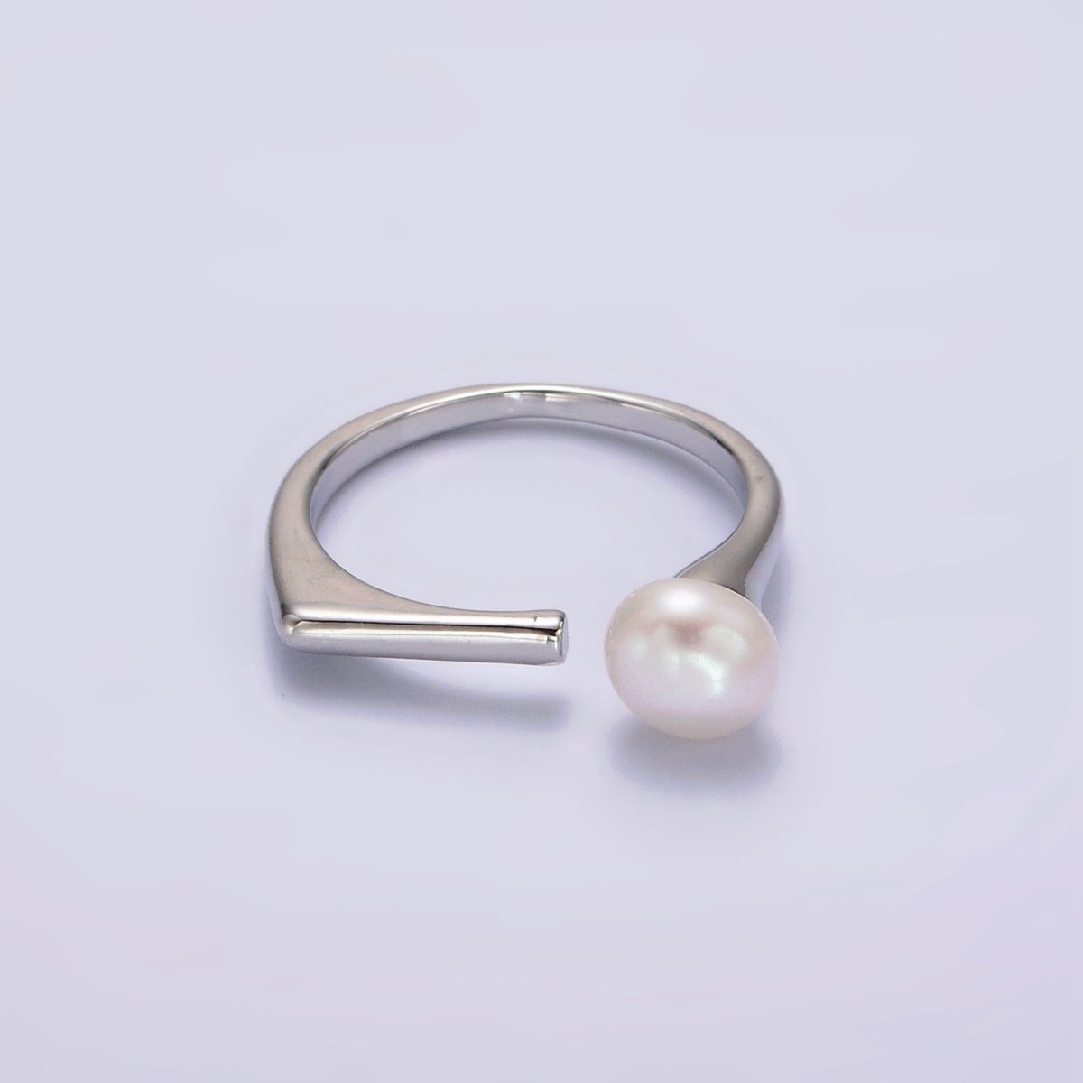 14K Gold Filled White, Pink Pearl Open Wrap Flat Signet Ring in Gold & Silver | O648 - O651 - DLUXCA