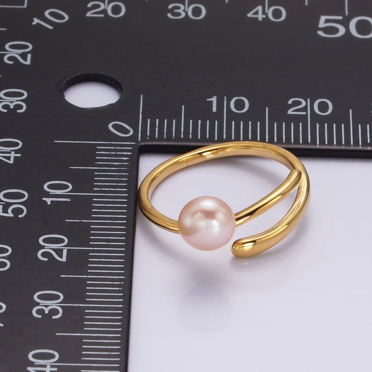 14K Gold Filled White, Pink Pearl Wrap Open Band Minimalist Ring in Silver & Gold | O676 - O679 - DLUXCA