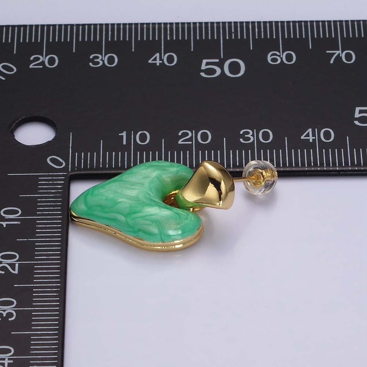 14K Gold Filled White, Pink, Purple, Blue, Green Enamel Heart Drop Stud Earrings | V-241 - V-245 - DLUXCA