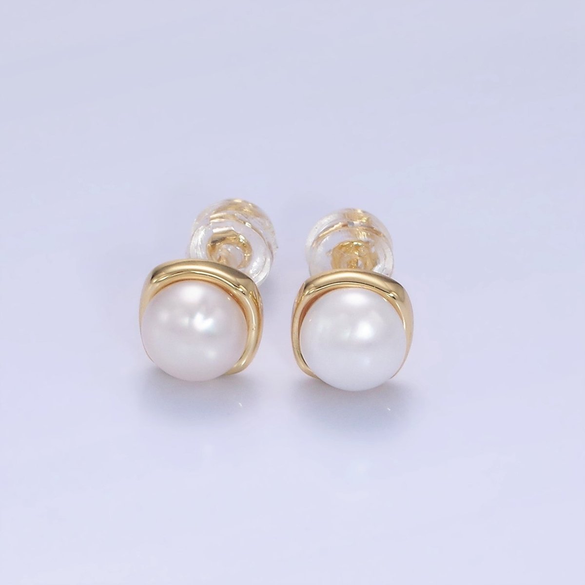 14K Gold Filled White, Pink, Purple Pearl Stud Earrings in Gold & Silver | AB1248 - AB1251 - DLUXCA