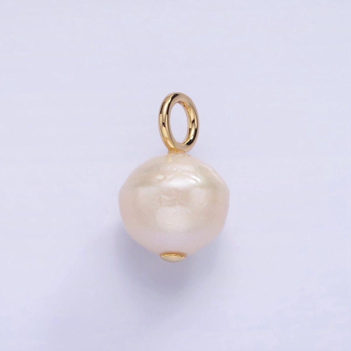 14K Gold Filled White, Purple Freshwater Pearl Button Charm in Gold & Silver | P1690 P1691 - DLUXCA