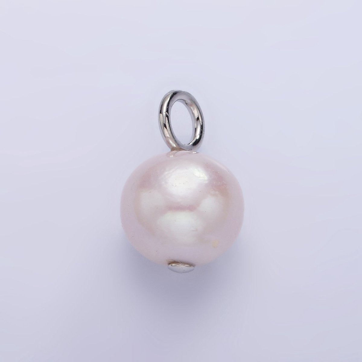 14K Gold Filled White, Purple Freshwater Pearl Button Charm in Gold & Silver | P1690 P1691 - DLUXCA