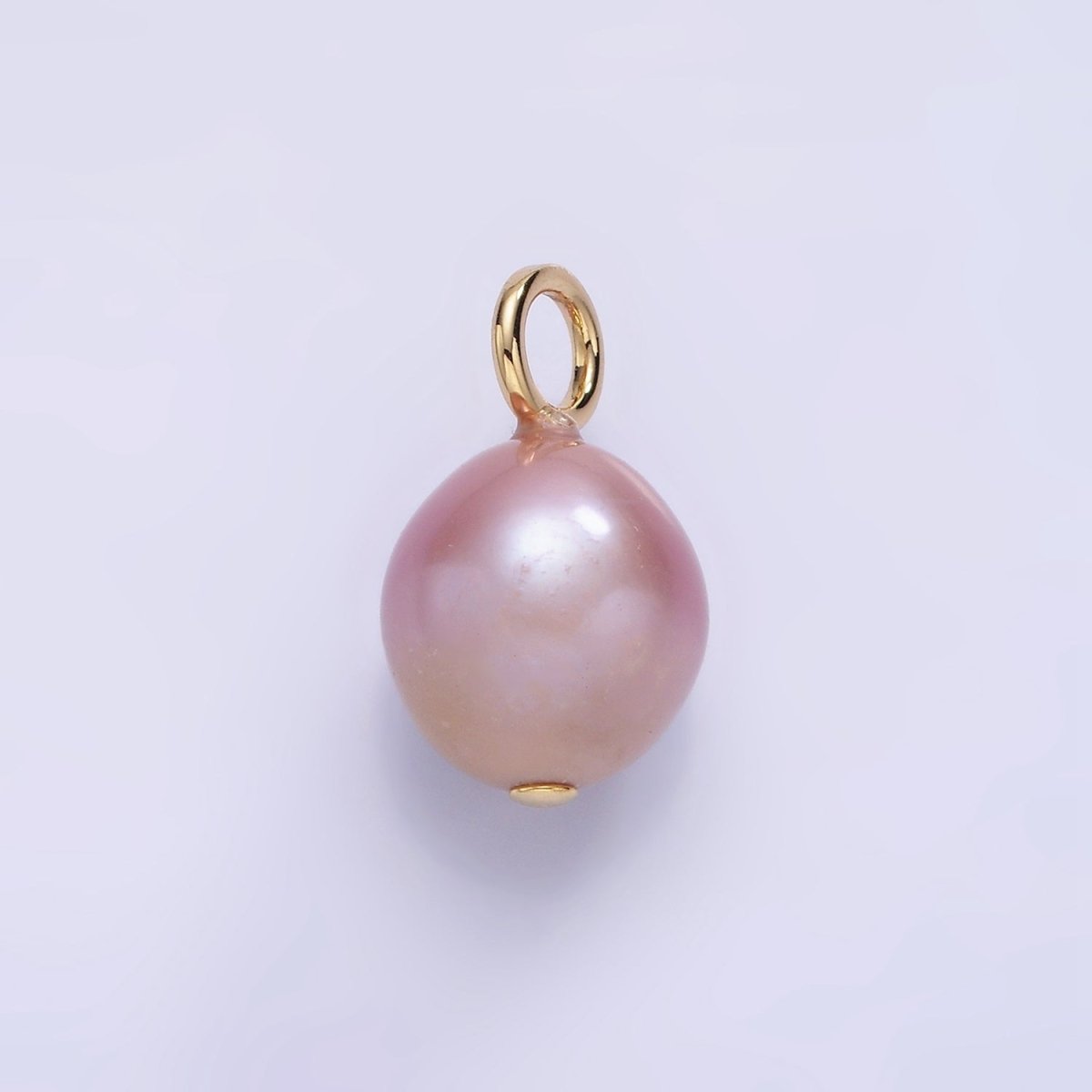 14K Gold Filled White, Purple Freshwater Pearl Button Charm in Gold & Silver | P1690 P1691 - DLUXCA