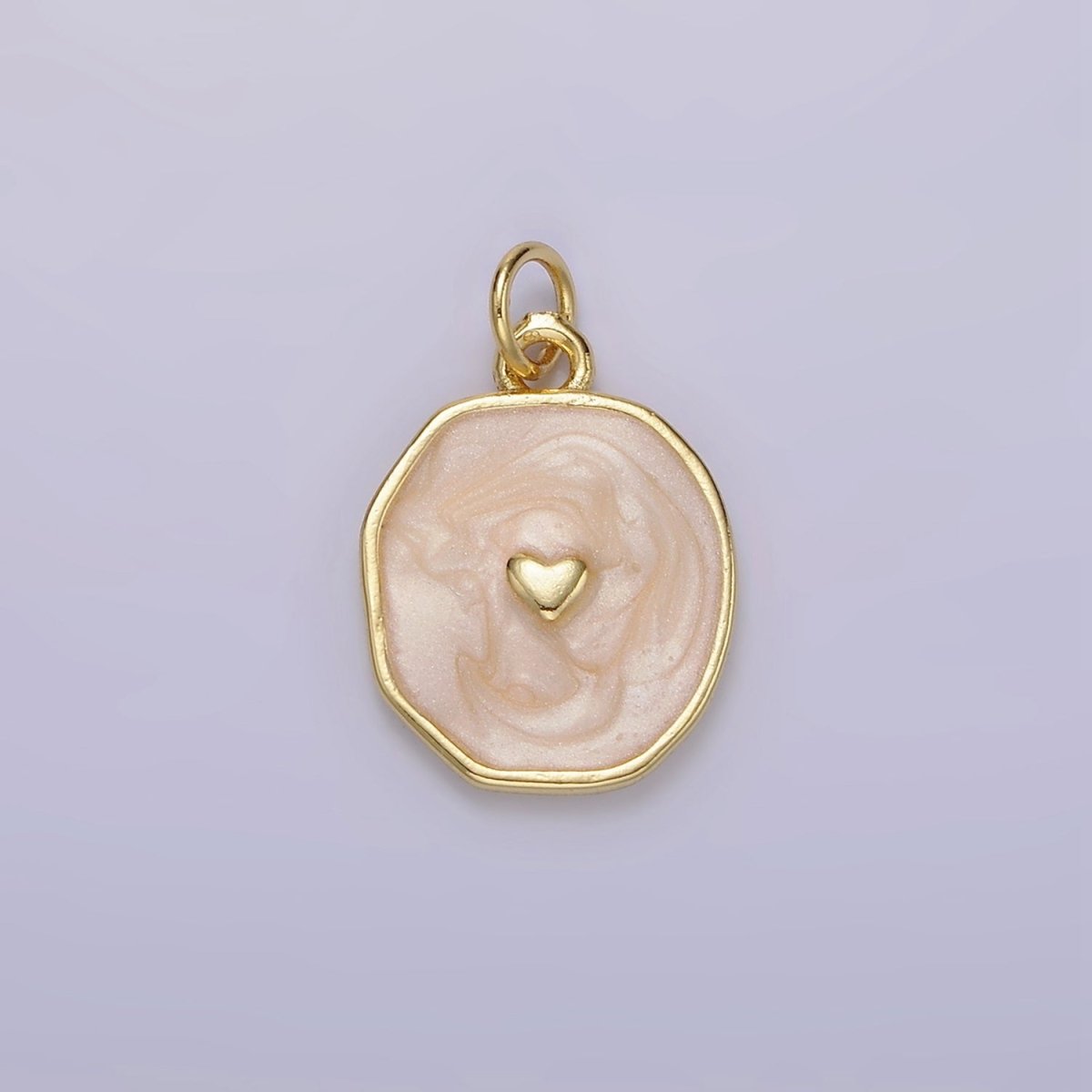 14K Gold Filled White, Teal Sparkly Enamel Heart Oval Charm | N1146 N1147 - DLUXCA