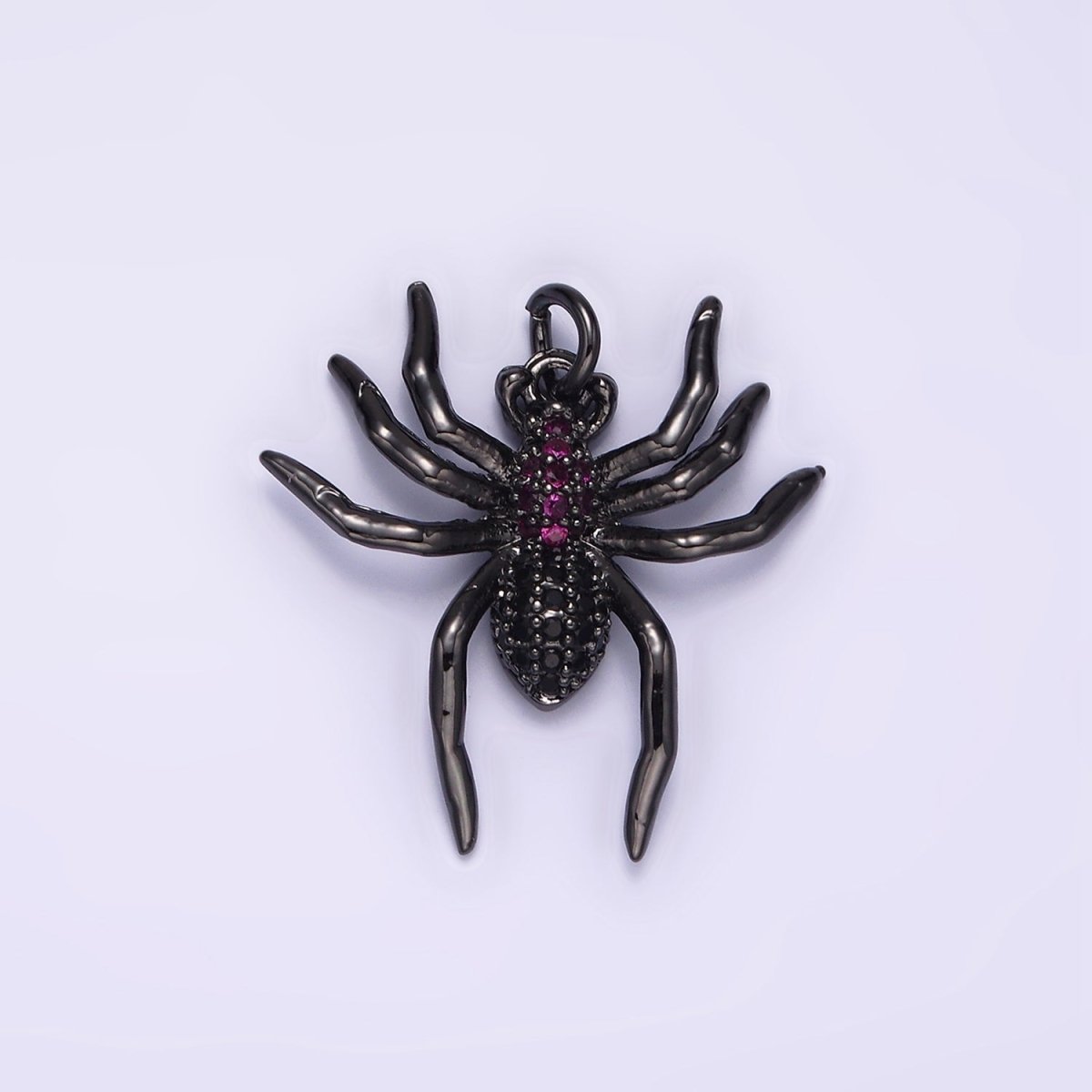 14K Gold Filled Widow Spider Insect Animal Fuchsia Micro Paved CZ Charm in Black & Gold | AG383 AG384 - DLUXCA