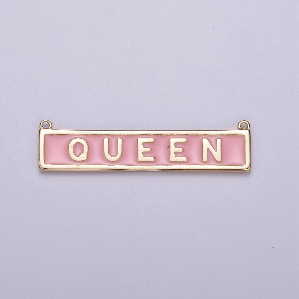 14k Gold Filled Words Charm Gold Bar for Necklace Charm Pink Enamel Tag Bar Horizontal Queen Faith Love Hope N-099 - N-102 - DLUXCA