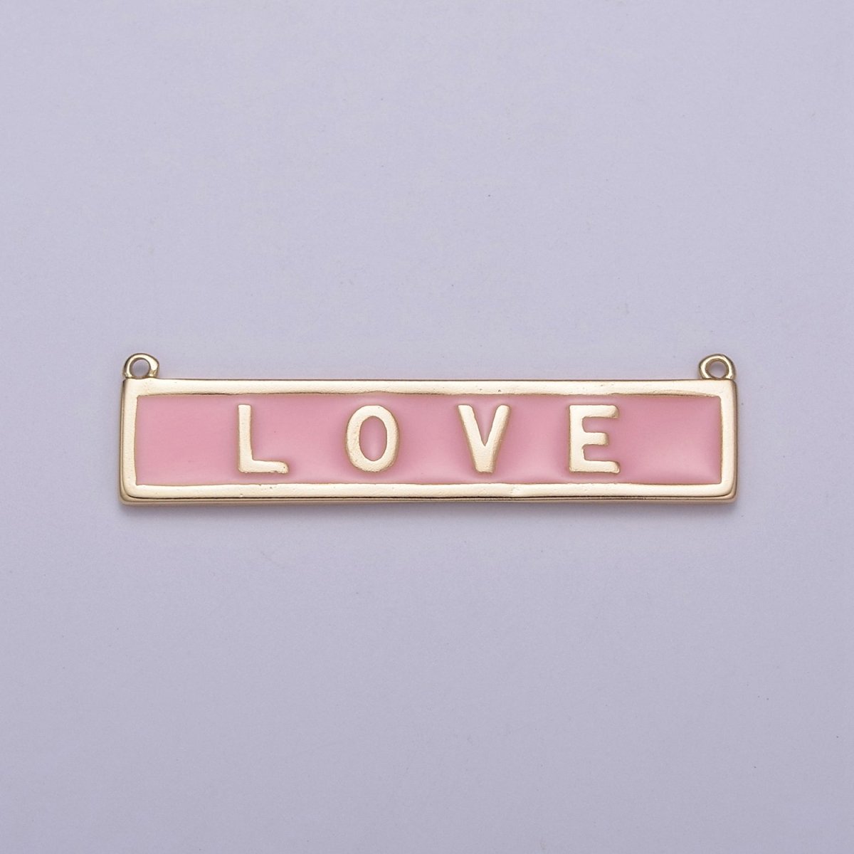 14k Gold Filled Words Charm Gold Bar for Necklace Charm Pink Enamel Tag Bar Horizontal Queen Faith Love Hope N-099 - N-102 - DLUXCA